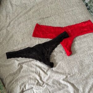 Victoria's Secret Red and Black Lace Panties